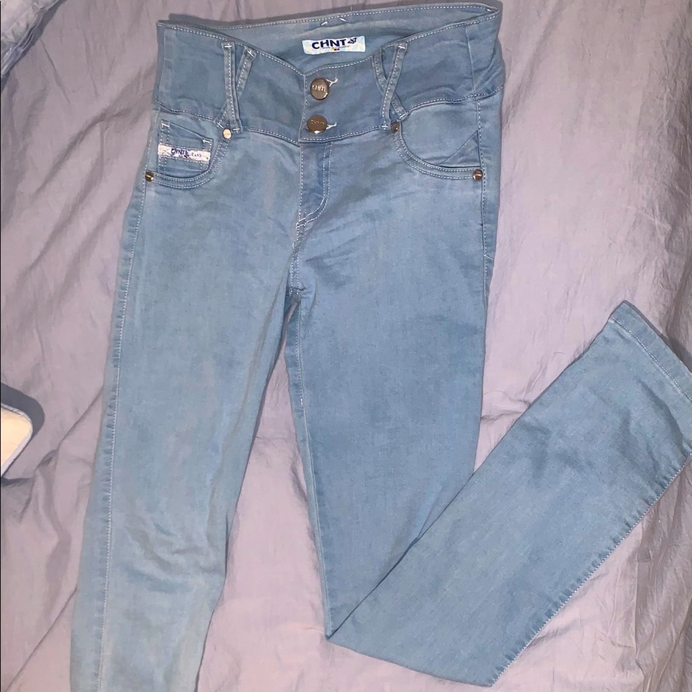 Light blue Colombian butt lifting jeans